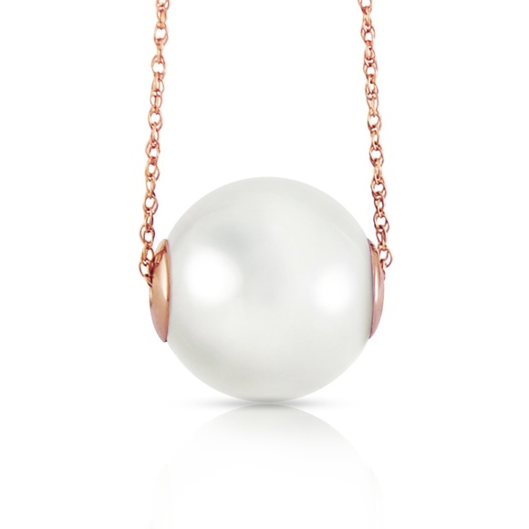 14K.GOLD NECKLACE WITH 16.0 mm WHITE SHELL PEARL - Picture 4 of 6